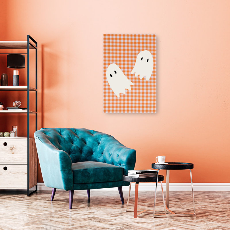 Playful Halloween Ghosts Playful Abstract Contemporary Autumn Wall Art Print 1 Piece Wrapped Canvas Wall Art