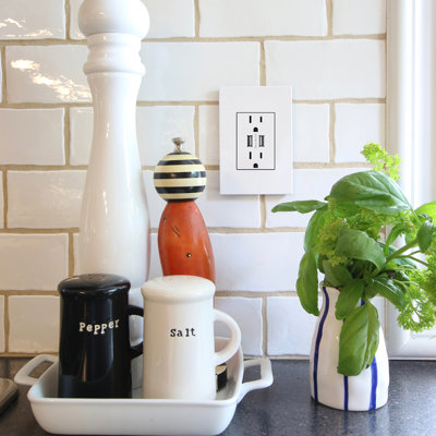 Adorne® 15 Amp Dual USB A/A Combo Outlet and Wall Plate