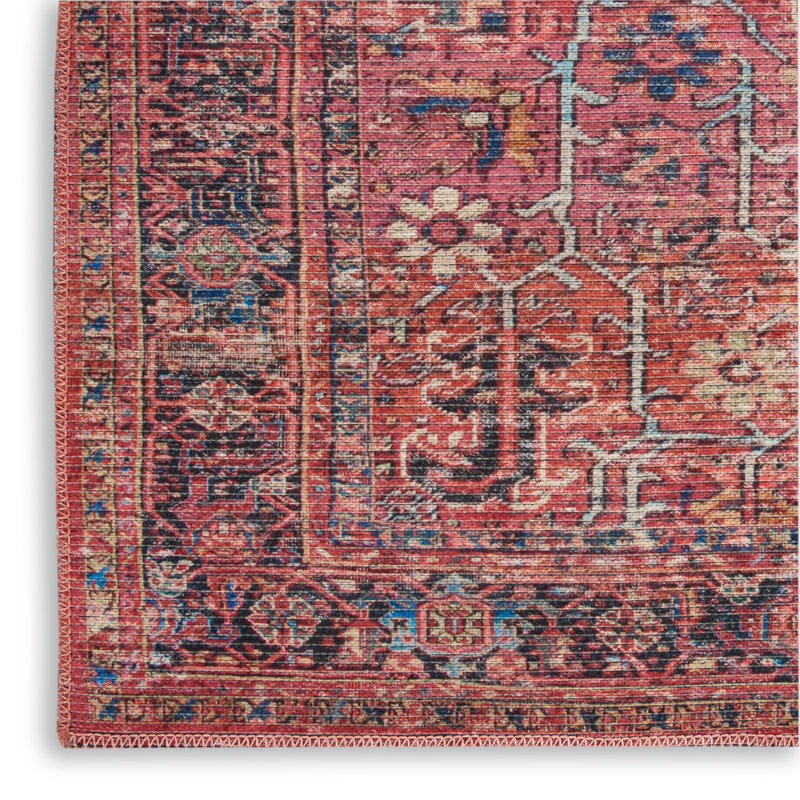 Brick Red Vintage Persian Washable Chenille Area Rug 4' x 6'