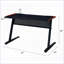 Bureau de jeu, noir et rouge avec lumière DEL et amp; Port USB | Noir + rouge | Papier composite