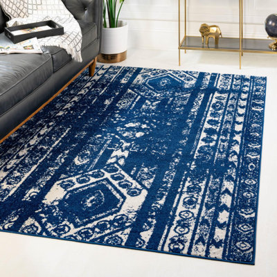 Tapis bleu marine / blanc Gusman Southwestern
