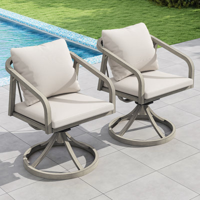 Ensemble de salle à manger d'extérieur, fauteuil à bascule 2 pièces avec coussins, structure en aluminium et housse de coussin amovible, ensemble de meubles de patio pour la cour, le jardin et la piscine (gris)