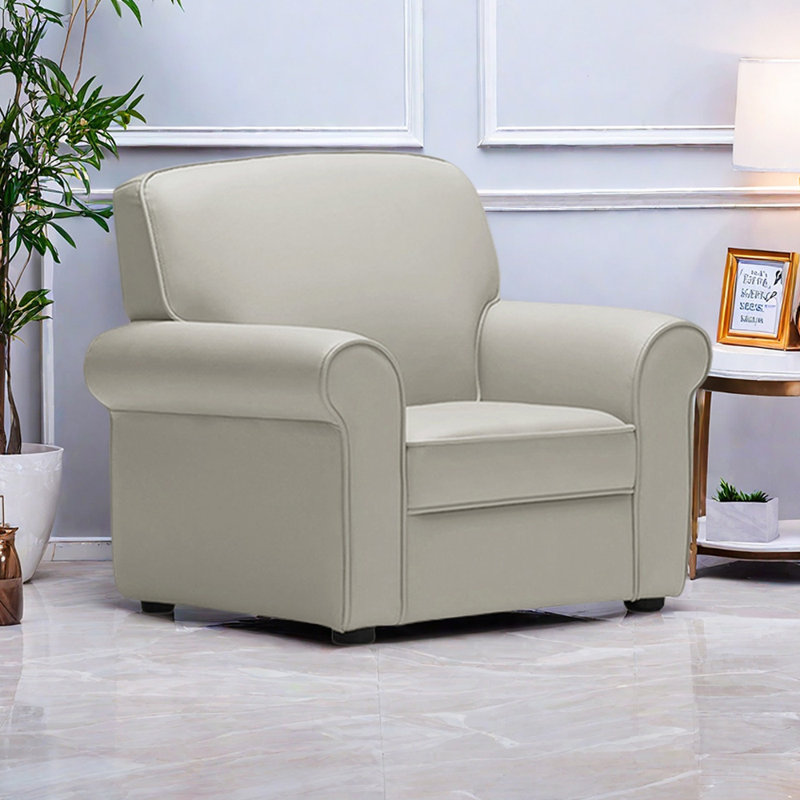 Modern Living Room Faux Leather Leisure Recliner, Gray