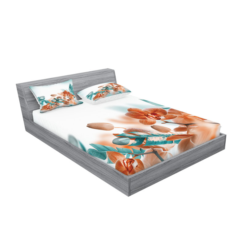 Drap-housse et coussin décoratif exotiques Ambesonne, orange et bleu sarcelle