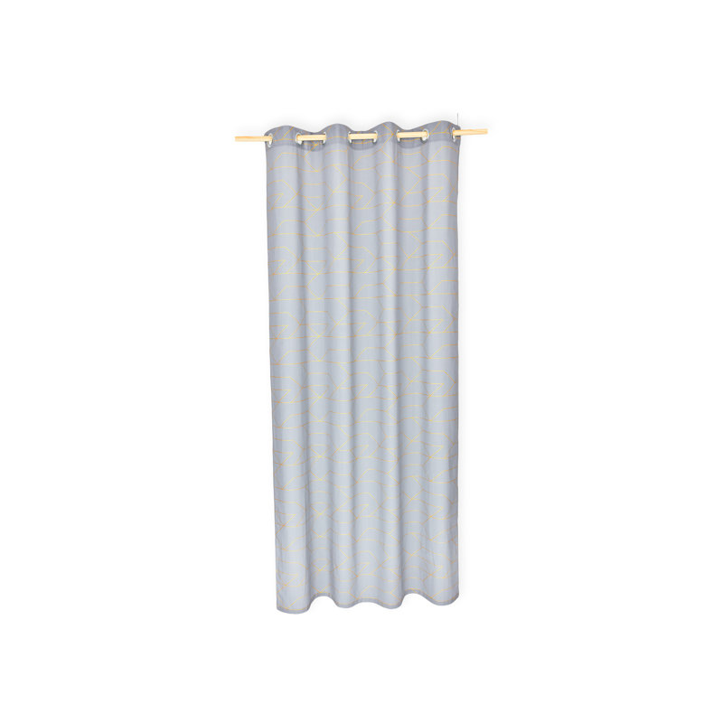 Goldene Linien Cotton Room Darkening Curtain Pair, 135cm Width x 230cm Drop, Dark blue