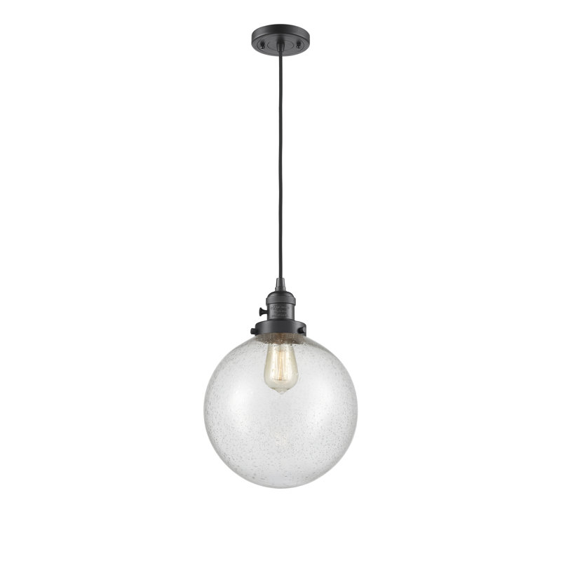 Luminaire suspendu sphère 1 lumière Lorri, H 13,63 po x l 10 po x P 10 po, DEL, Bronze frotté à l'huile