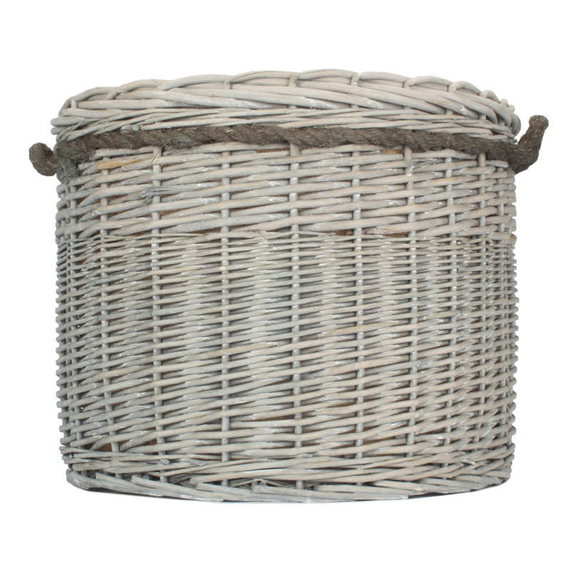 Wicker Log Carrier, 42cm H x 60cm W x 60cm D