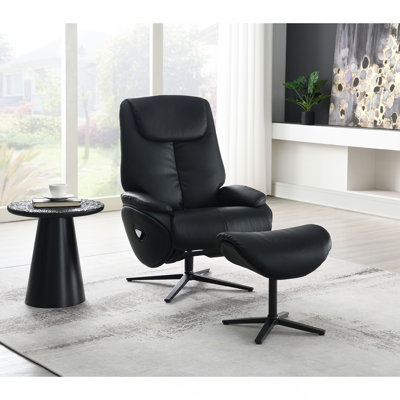 Fauteuil d'appoint pivotant noir avec repose-pieds