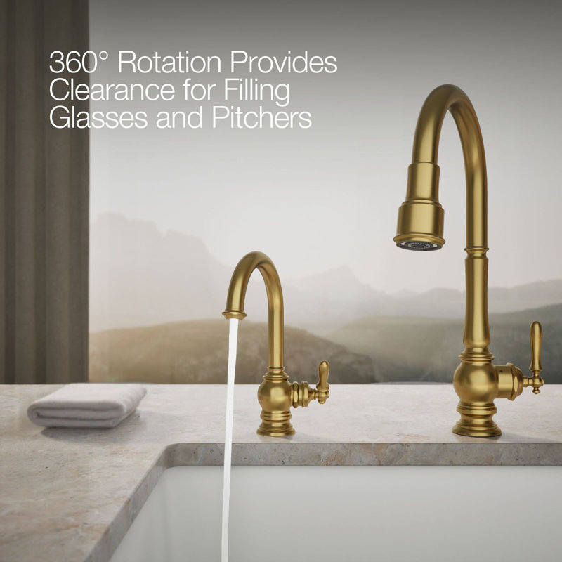Artifacts Beverage Faucet, Vibrant Brushed Moderne Brass