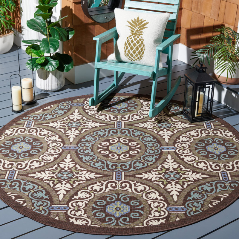 Coucou Performance Geometric Indoor/Outdoor Area Rug, Square 6'7"