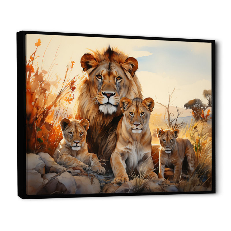 «African Shades Of Loins» sur toile, H 16 po x l 32 po x P 1 po, Cadre flottant noir