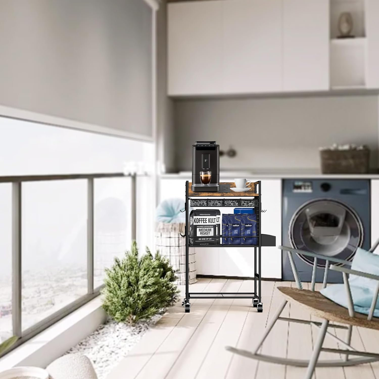 17 Stories Imogen Compact Coffee Bar Cabinet With Power Outlet ...