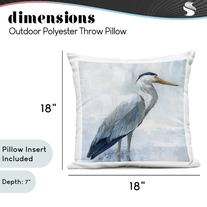 Coussin Serene Blue Heron In Aqua