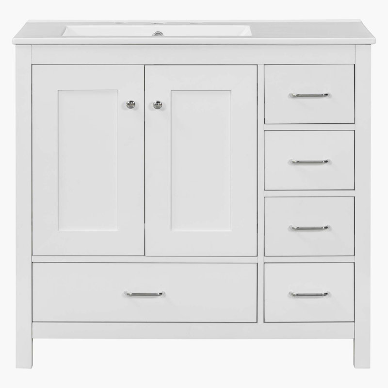 Meuble-lavabo 36 po avec lavabo en céramique, Blanc
