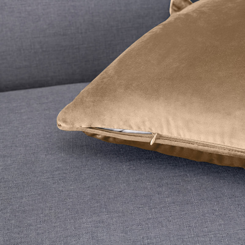 Champagne Premium Velvet 20" Square Pillow with Down Filling