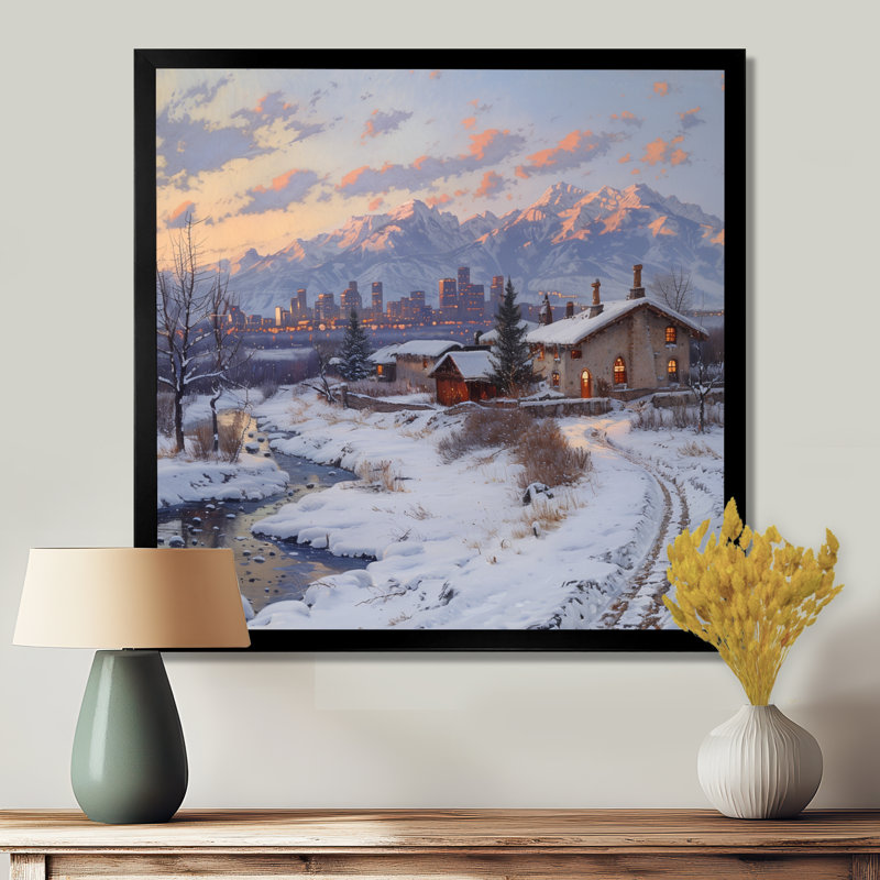 Décoration murale blanc et gris Calgary Winter Morning I - Canada, Toile encadrée noire simple, H 36 po x l 36 po x P 1,5 po