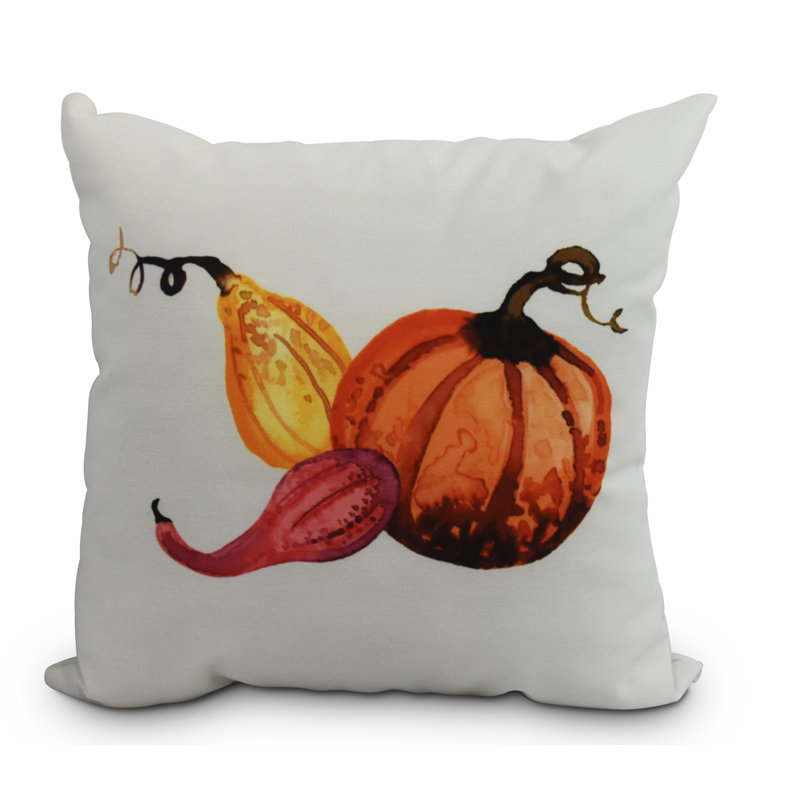 Harvest Outdoor Reversible Throw Pillow, 16" x 16", Cream