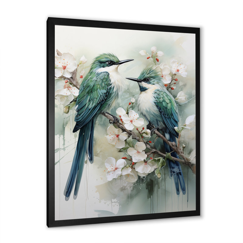 «Ayondela Bird Serenade Of Feathers I», reproduction sur toile, Cadre photo noir, H 20 po x l 12 po x P 1 po