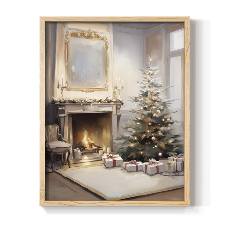 Art des Fêtes de Noël - série 2-XVII, reproduction encadrée - bois massif, Naturel, H 30 po x l 24 po