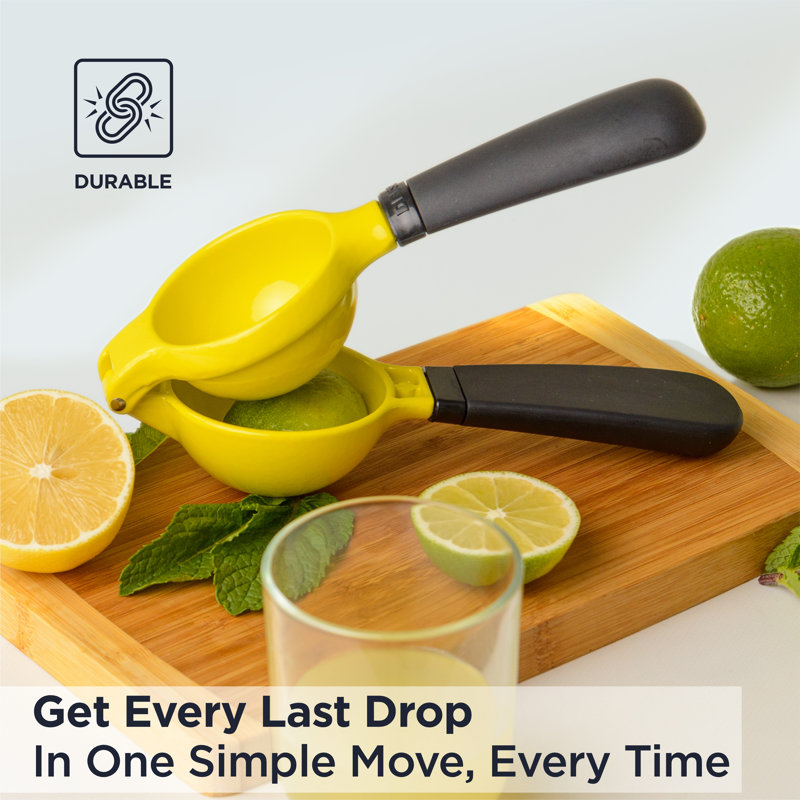 Deiss Yellow and Black Heavy-Duty Metal Lemon Squeezer