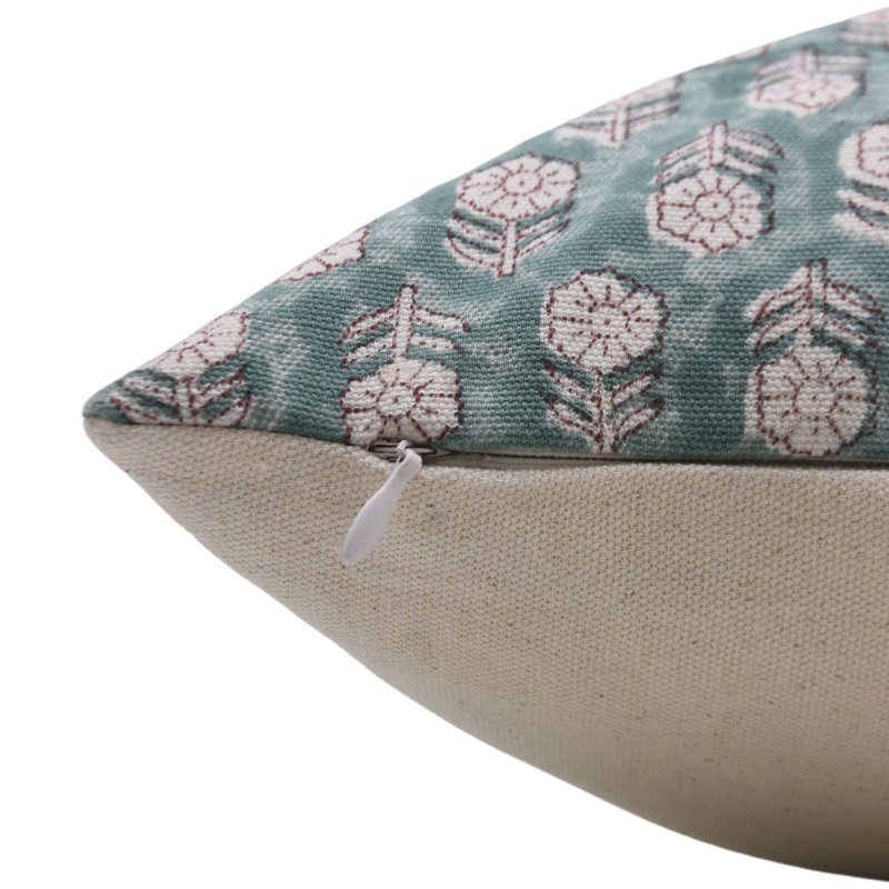Housse de coussin à motif floral en coton imprimé Fab Fabine Boho - Tulsi Buti, H 14 po x l 14 po