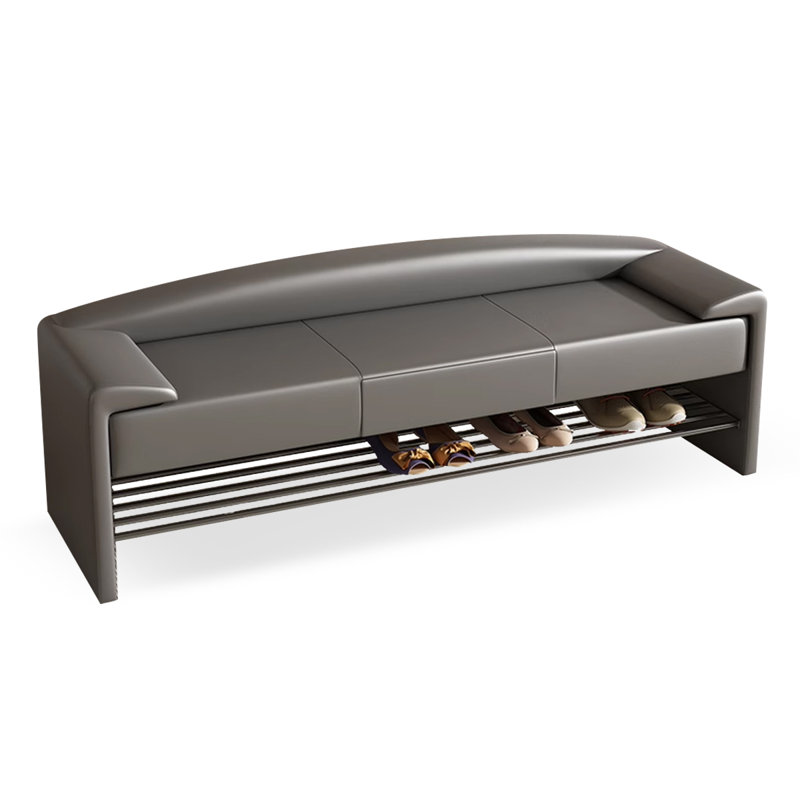 Banc de rangement rembourré pour chaussures, Gris foncé