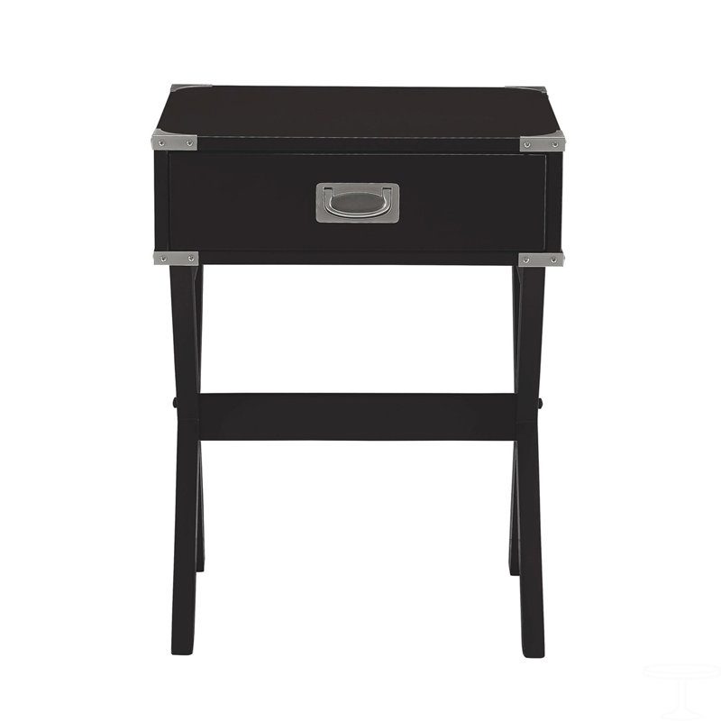Table d'appoint avec coins en métal, Noir