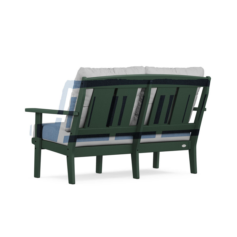Lakeside Mission Deep Seating Sofa, White, Sky Blue