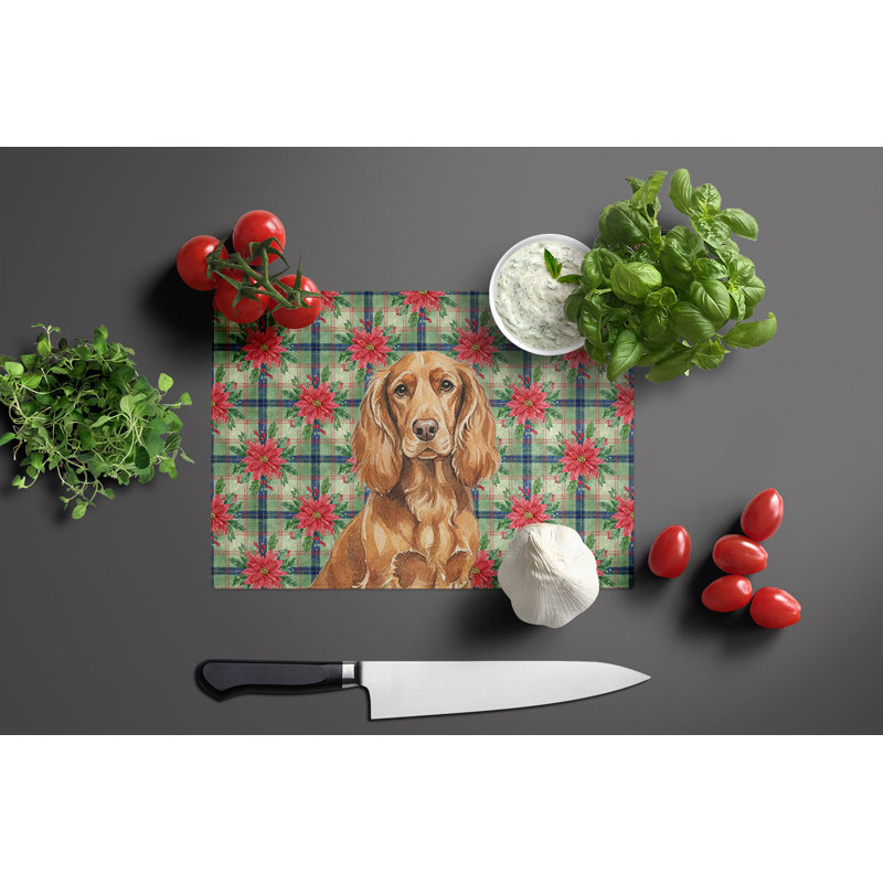 Planche à découper Boykin Spaniel Christmas PoinsettIas