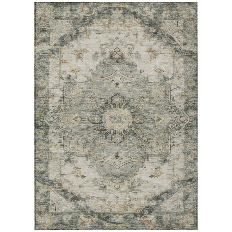 Machine Washable Indoor/Outdoor Chantille ACN2875 Global Rug, Aloe, 5' x 7'6"