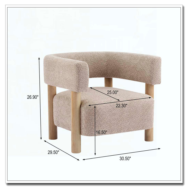 Fauteuil d'appoint rembourré Boucle, Blé