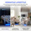 Causeuse inclinable moderne à 2 places avec console de rangement, canapé inclinable manuel en similicuir pour le salon, beige