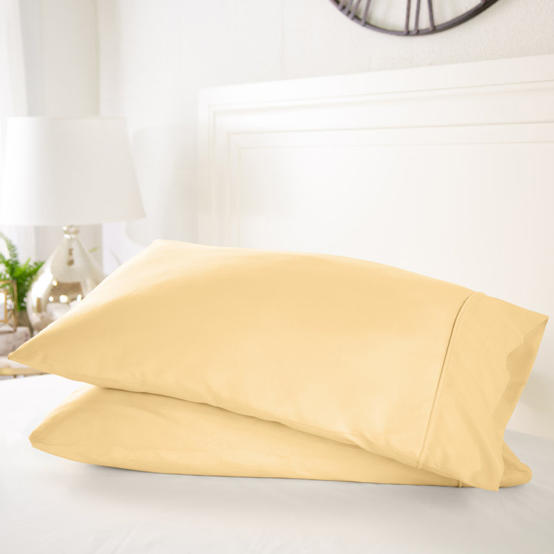 Ensemble de 2 taies d'oreiller en microfibre ultra douce, Taie d'oreiller très grande, Or