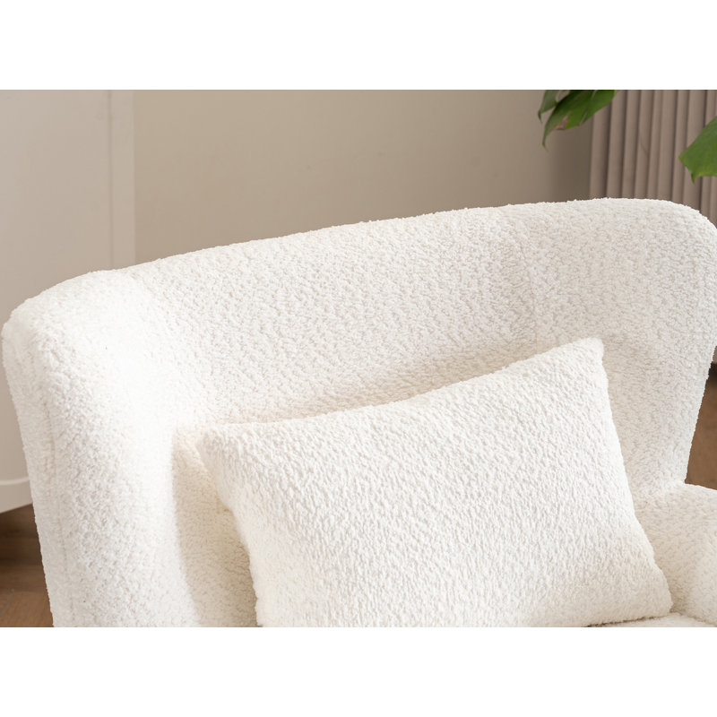 Fauteuil rembourré pivotant avec repose-pieds, Ourson Railey beige