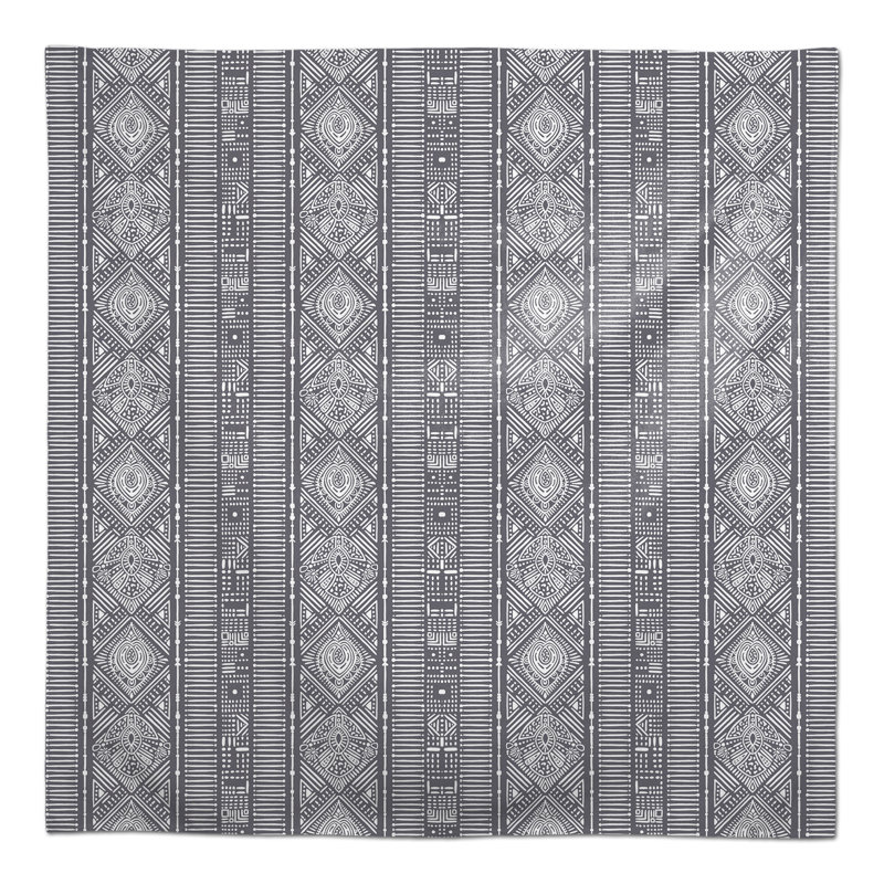 Geometric Square Tablecloth, Dark Gray