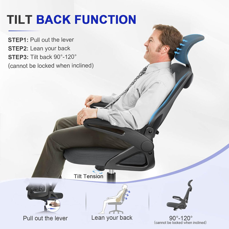 Ergonomic Office Chair, Computer Chair, Mesh Chair, Grey