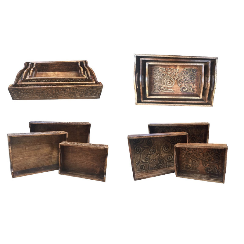 Kollett Solid Wood Tray - Set of 3