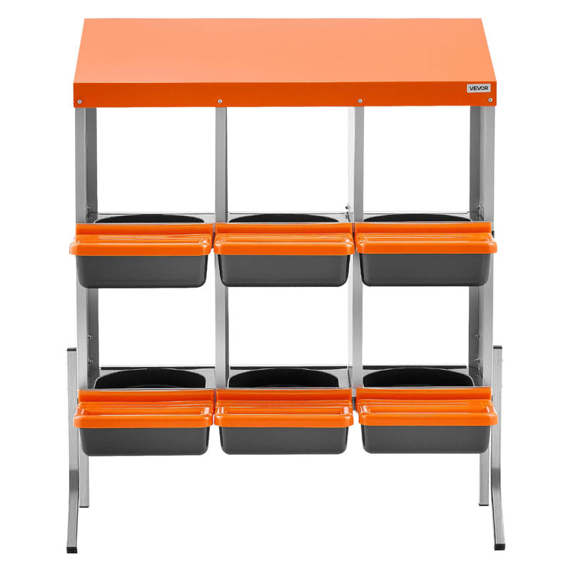 Boîtes de nidification pour poulets, 6 compartiments, avec pieds de support, collection Easy Egg, acier galvanisé et plastique haute résistance, boîtes gigognes pour poules et poules pondeuses, orange