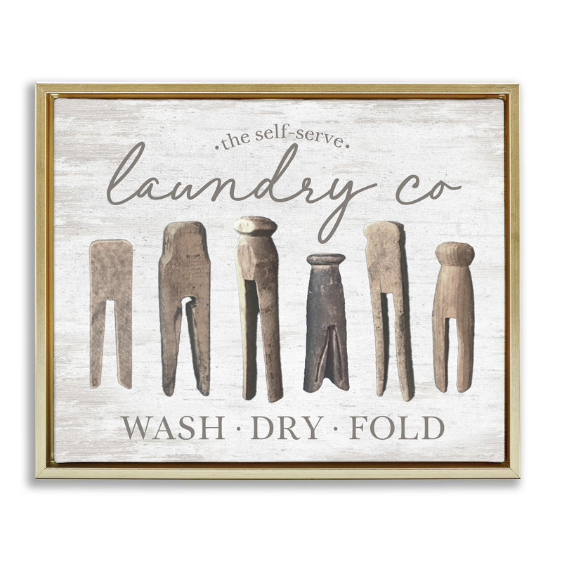 Tableau sur toile flottante avec pince à  linge rustique grise, encadré, par Lettered and Lined, H 17 po x l 21 po