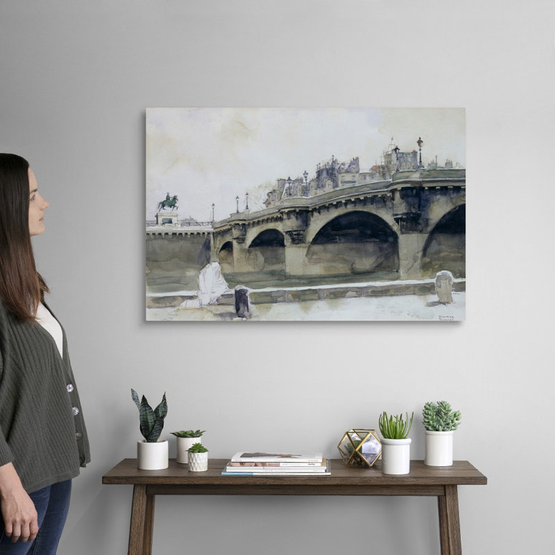 Art mural sur toile Paris Bridge, H 24 po x l 36 po x P 1,25 po, Toile tendue