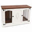 Grande cage de meuble pour chien de 62 po pouvant accueillir deux chiens, chenil double avec décor sculpté à la main, grand chenil