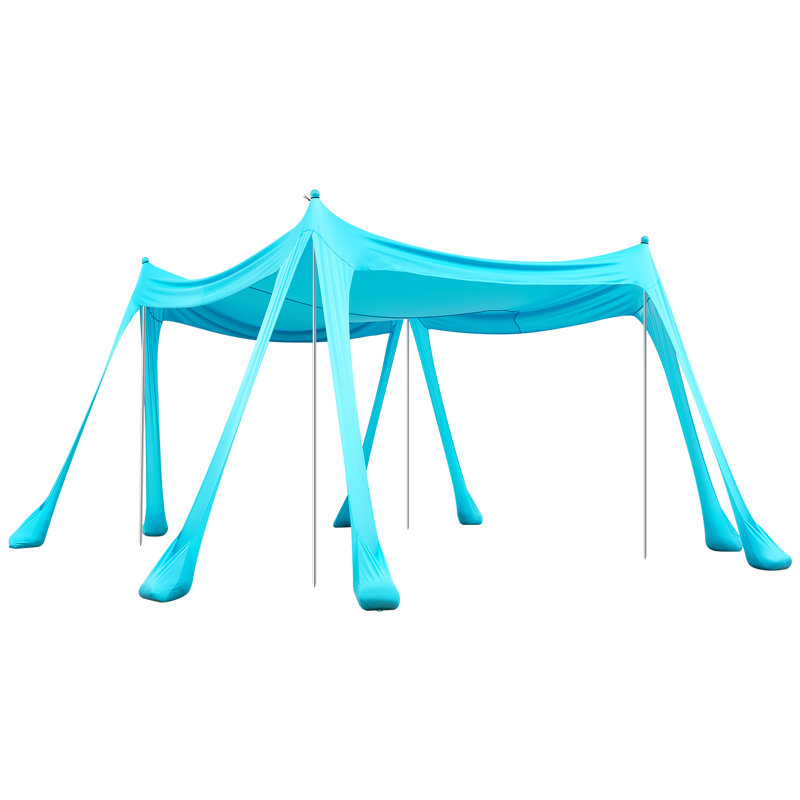 Beach Tent Sun Shelter, UPF50+ Sun Protection, 6.6 ft Tall, 10 x 10 ft, Easy Pop Up Beach Canopy with Sandbags, Stability Poles, Sand Shovels, Portable Shade for Family, Camping, Fishing