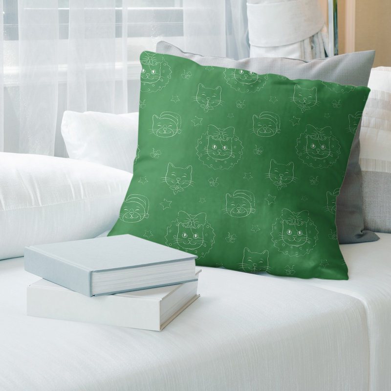 Coussin de noël, 14 po x 14 po, Vert
