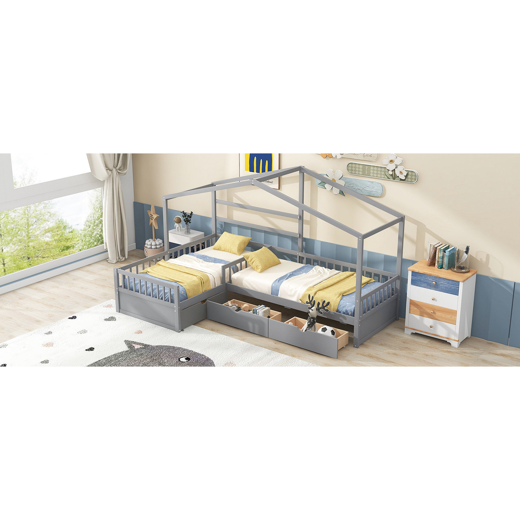 Latitude Run® Twin Bedroom Bed In With 3 Storage Spaces - And Practical ...