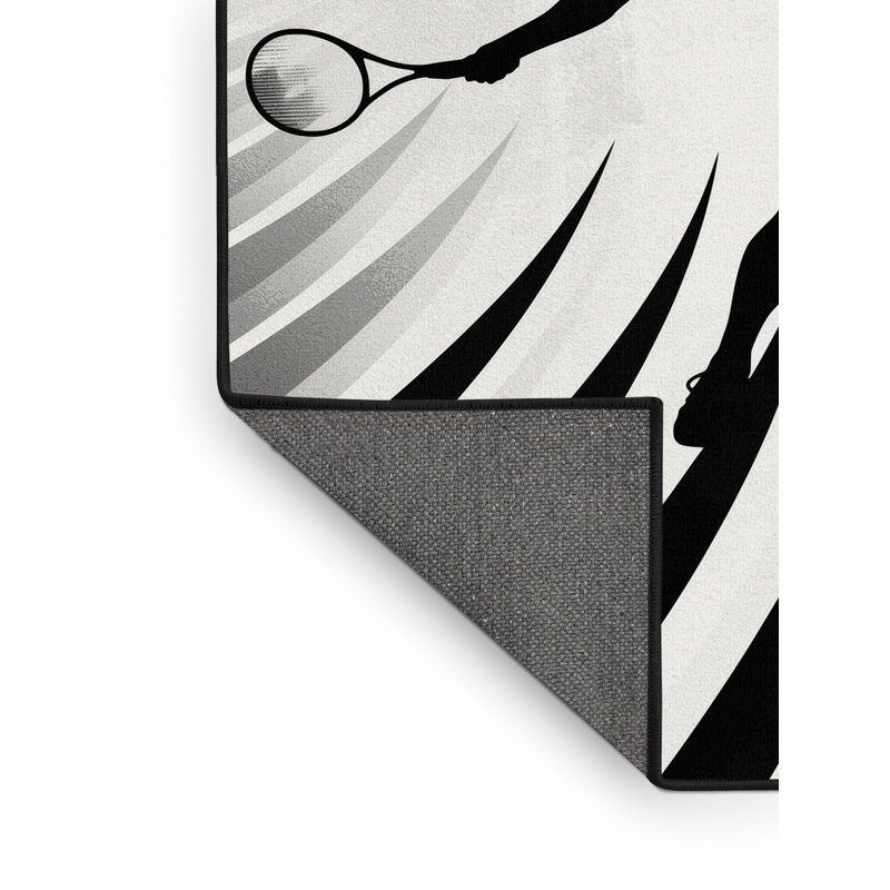 Tapis blanc doux et moelleux Eleni Tennis Serve Pose, 8 x 12