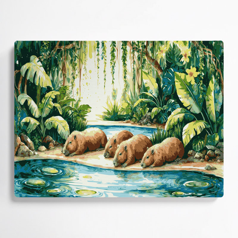 Faune sauvage, art mural vert Capybara, H 11 po x l 14 po