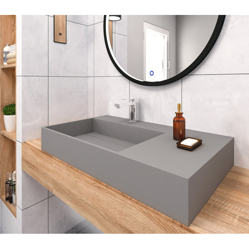 Meuble-lavabo mural simple 35 po Boyter, Gris, Monotrou