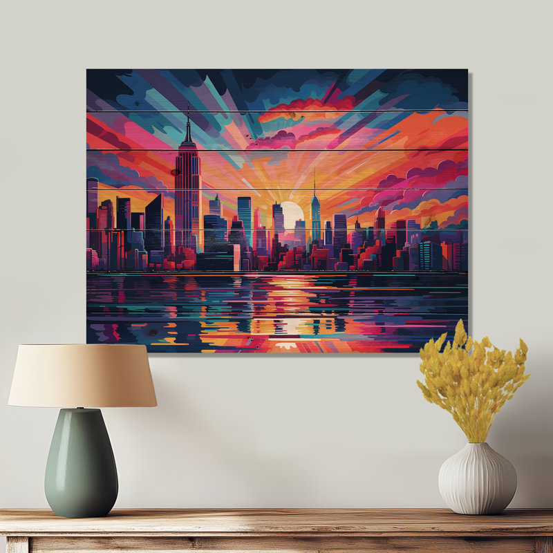 New York, impression sur bois, H 10 po x l 20 po x P 0,78 po