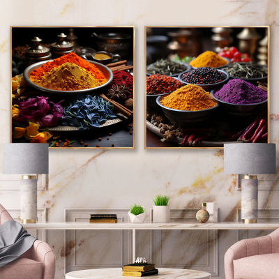 Arabic Spices Whimsical Flavors - Spices Square Collage Set Of 2