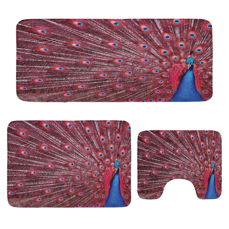  Tapis de salle de bain bourgogne bourgogne 3 pièces
